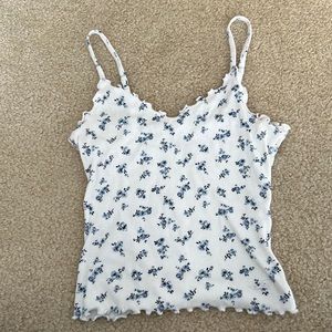 Hollister extra small white tank top with blue flowers